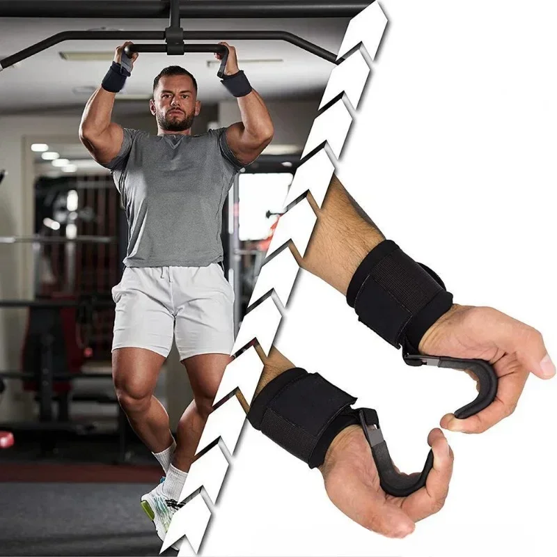 1/2PC Non-Slip Weight Lifting Hookspremium Pair of Straps Weightlifting Deadlift Chin Pull Up and Exercise Fitness Hook Training 5