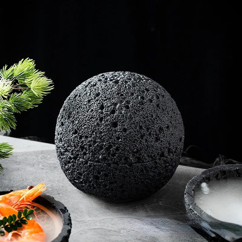 Black Meteorite Bowl Creative Round Planet Bowl Imitation