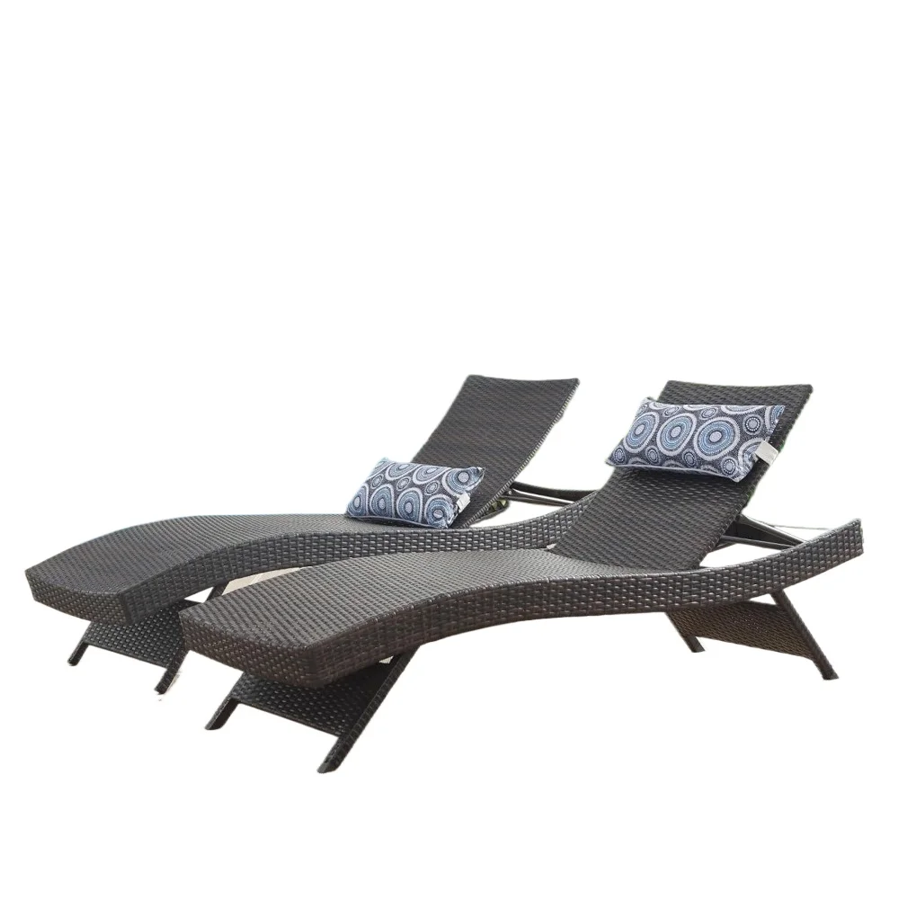 

Длинный откидной стул 79 дюймов, набор из 2 стульев с подушками, плетеное откидывающееся кресло, полиэтиленовый ротанговый шезлонг, газон для загара