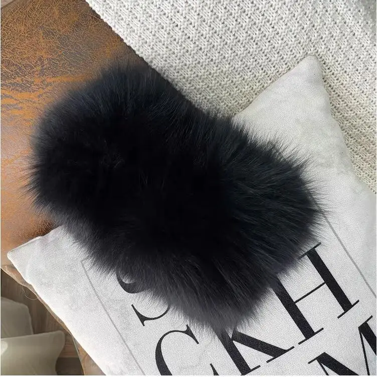 100% echt Fox Pelz Schal Stirnbänder Frauen Winter Ring Luxus Weichen Hals Wärmer Gute Elastische Schalldämpfer S8 – Detail 14