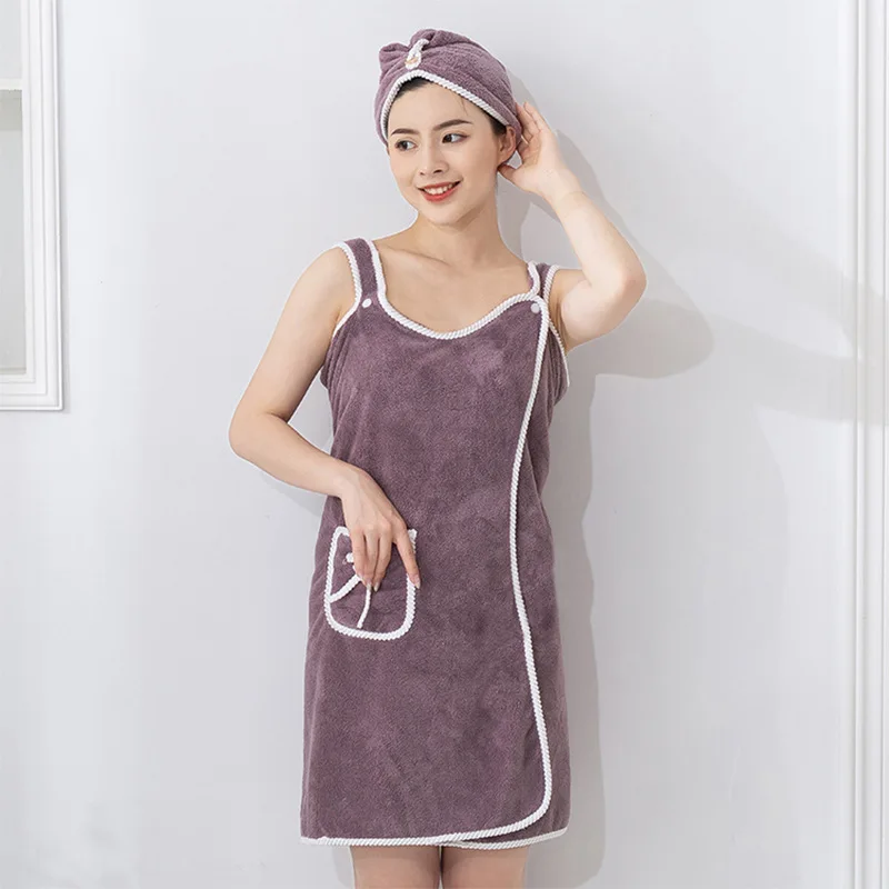 

Pure Cotton Thickened Adult Wearable Bath Towels Spaghetti Straps Chest Wrap Bath Skirt Bathrobe Female Sexy Bath Towel