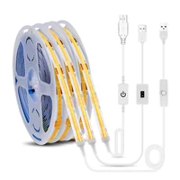 Super Bright USB DC 5V COB LED Strip Light 320leds/m with Hand Scan / Dimmable Touch Sensor Switch/ Push Switch 1m 2m 3m 4m 5m 1
