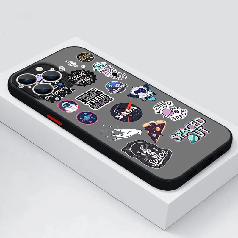 thumbnail image 1 of Funda de teléfono para iPhone 15 Pro XS Max 14 7 8 6 6s Plus SE 11 12 13 Mini X XR NASA-USA, cubierta translúcida negra esmerilada, 1 of 5