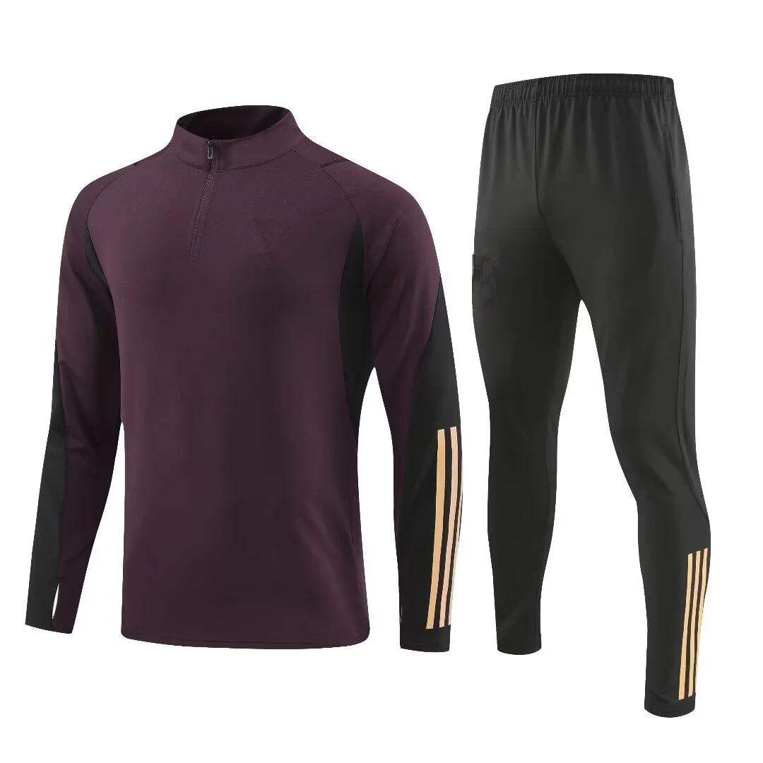Sports Set Men's Sports Set German Fans Half Zipper Jacket Training wear games Jerseys Soccer Kit Adult Tops and Trousers Casual Wear