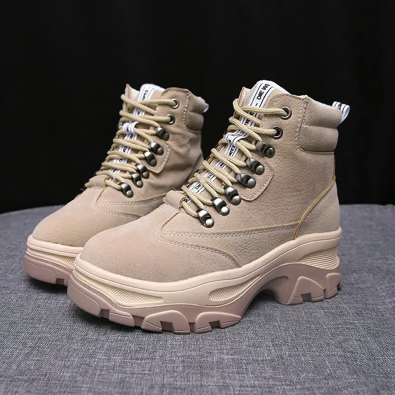 

Women Boots autumn winter Increase ankle Shoes Women plus velvet Snow boots warm round head Casual 0 boots fg6