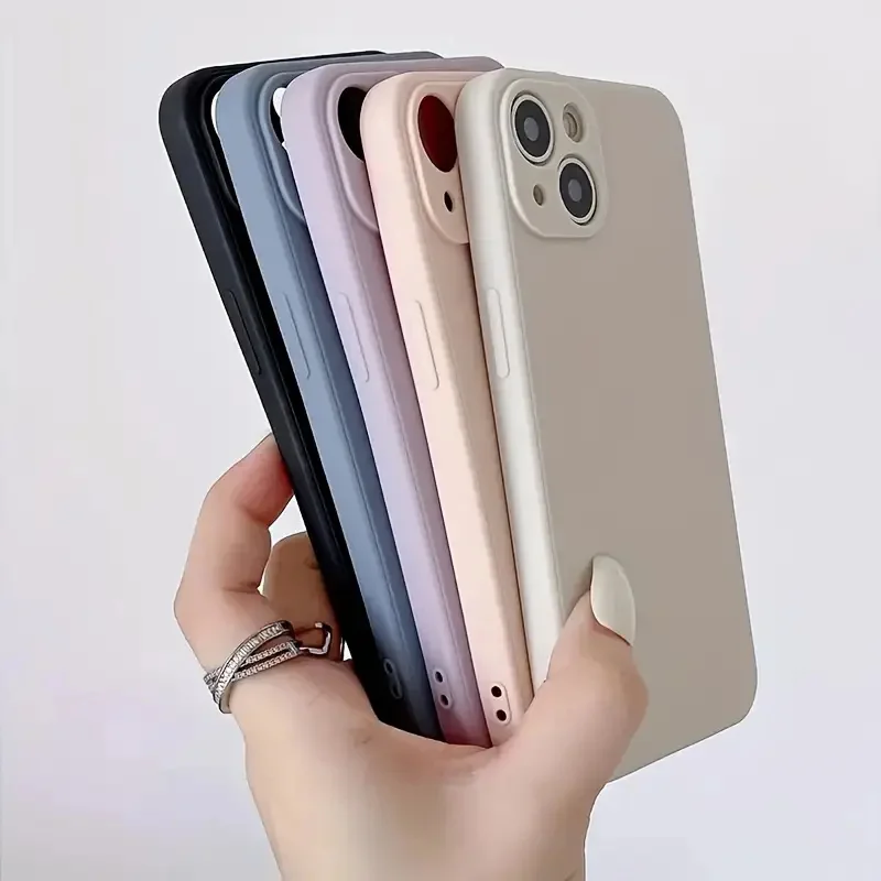 5-Piece Solid Color Smartphone Case Set - Anti-Collision Protection