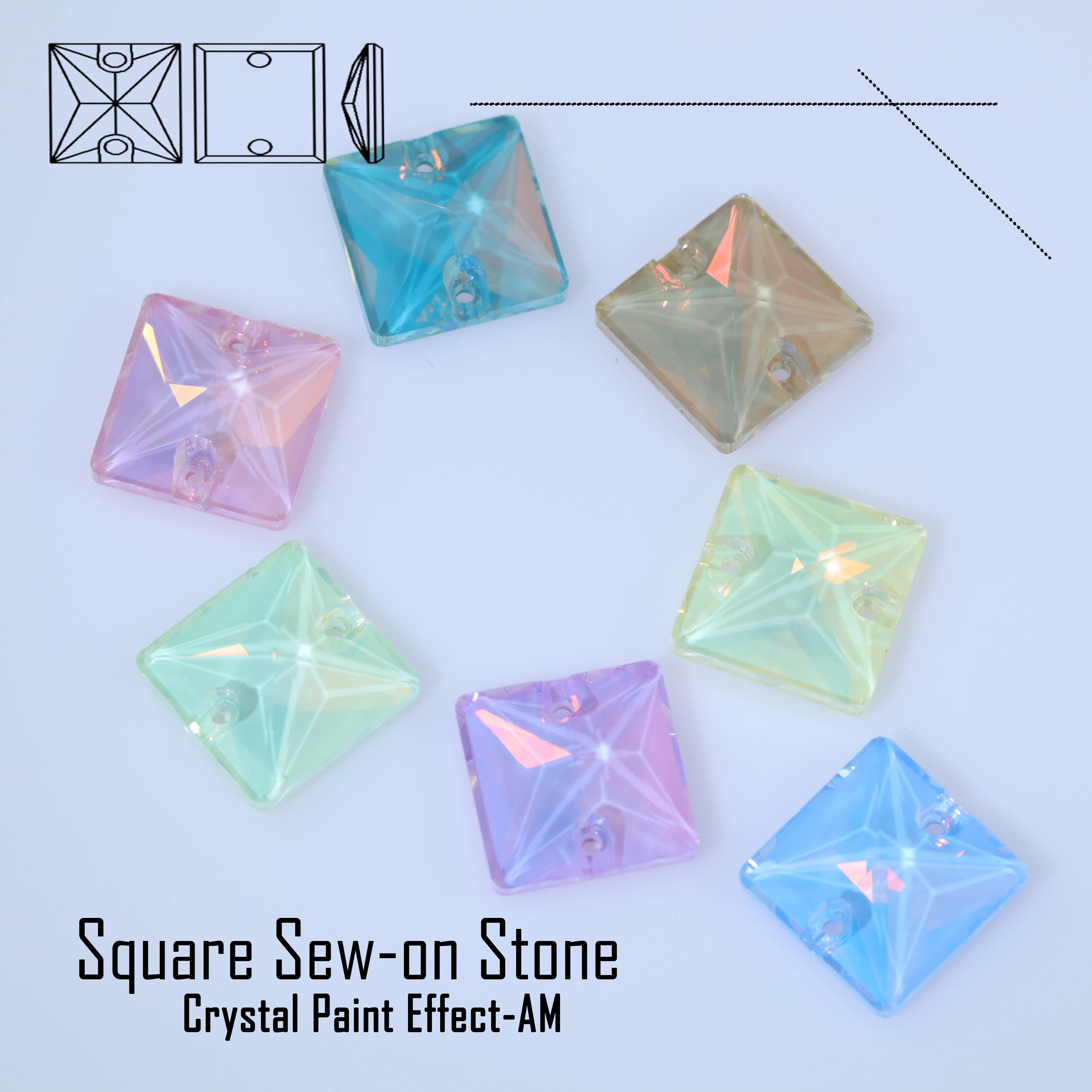 Quadratische aufnähbare Strasssteine AB K9 Glaskristall Strass für Hochzeitskleider, Schuhe, Kleidungsstücke, Taschen, DIY-Bastelarbeiten, Kleidungsdekoration, Großhandel