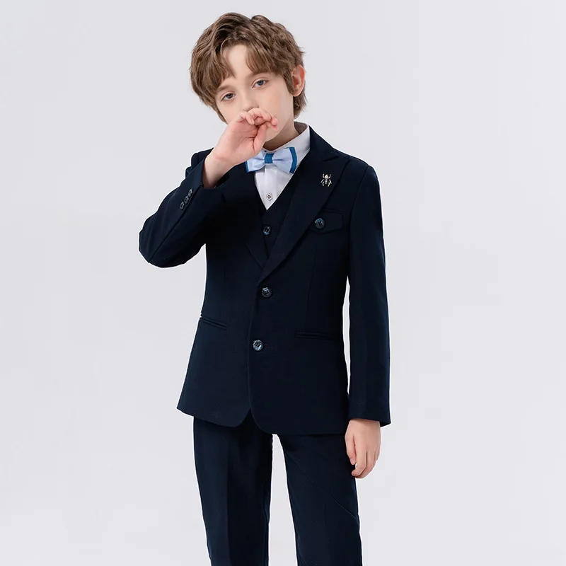 Gentleman Kinder Slim 4 Teile/satz Jacke Weste Hosen Bowtie Party Kleid Kinder Zeremonie Foto Anzug Jungen Leistung Kostüm – Detail 10