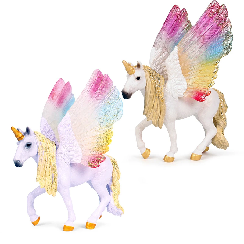 Simulation Mythology Series Animal Models Children's Toys Ornaments Divine  Animals Fairy Horses Phantom Flying Horses Unicorn - Animal/dinosaur  Figures - AliExpress