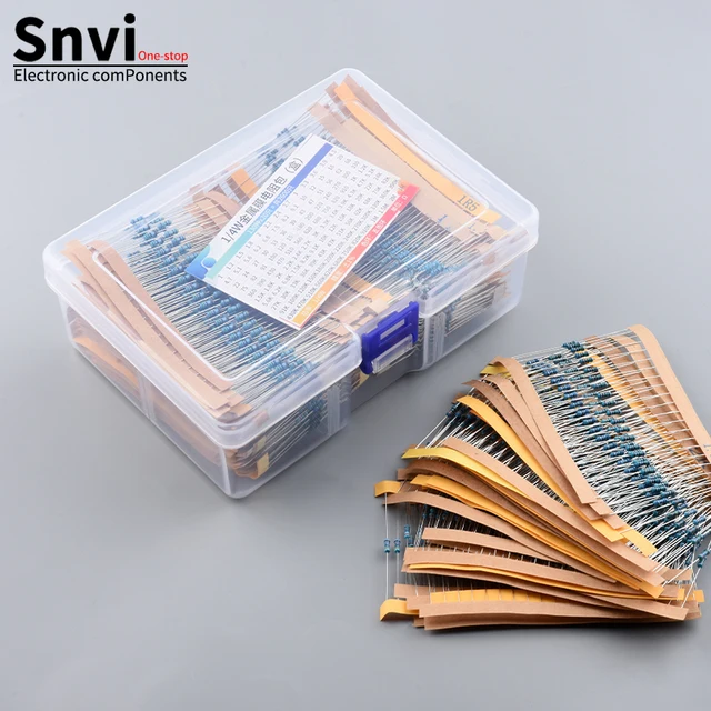 300pcs 600pcs 2600pcs 1% Resistor Set Resistance 1/4W Metal Film Resistors Kit 10Ohm ~1M Ohm 30Values Electronic Components Kit 1