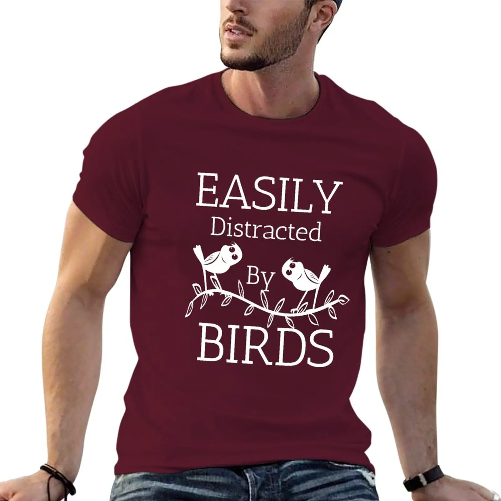 

New Easily Distracted By Birds, Bird Watcher Shirt T-Shirt Blouse Tee shirt men t shirt