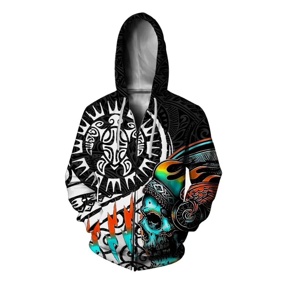 thumbnail image 1 of Novedades en sudaderas con capucha y cremallera con estampado de calavera personalizado de moda para hombre, sudaderas con capucha deportivas de ocio para hombre, modernas y versátiles para hombre, 1 of 5