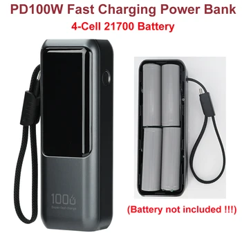 Kit fai da te Power Bank a ricarica rapida PD 100W ad alta potenza Custodia per batteria 21700 a 4 celle Porte USB di tipo C per la ricarica multi-dispositivo