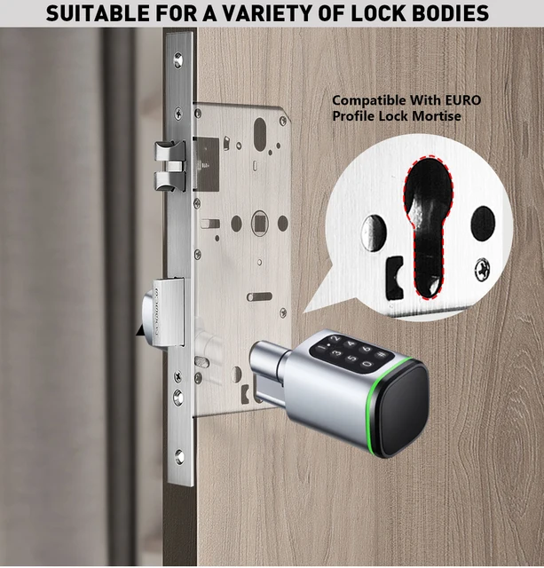 Tuya BLE TTLock Phone APP IC Card Codes Password Equidistant 30-50MM EU Standard Cylinder Digital Electronic Smart Lock with Key 5