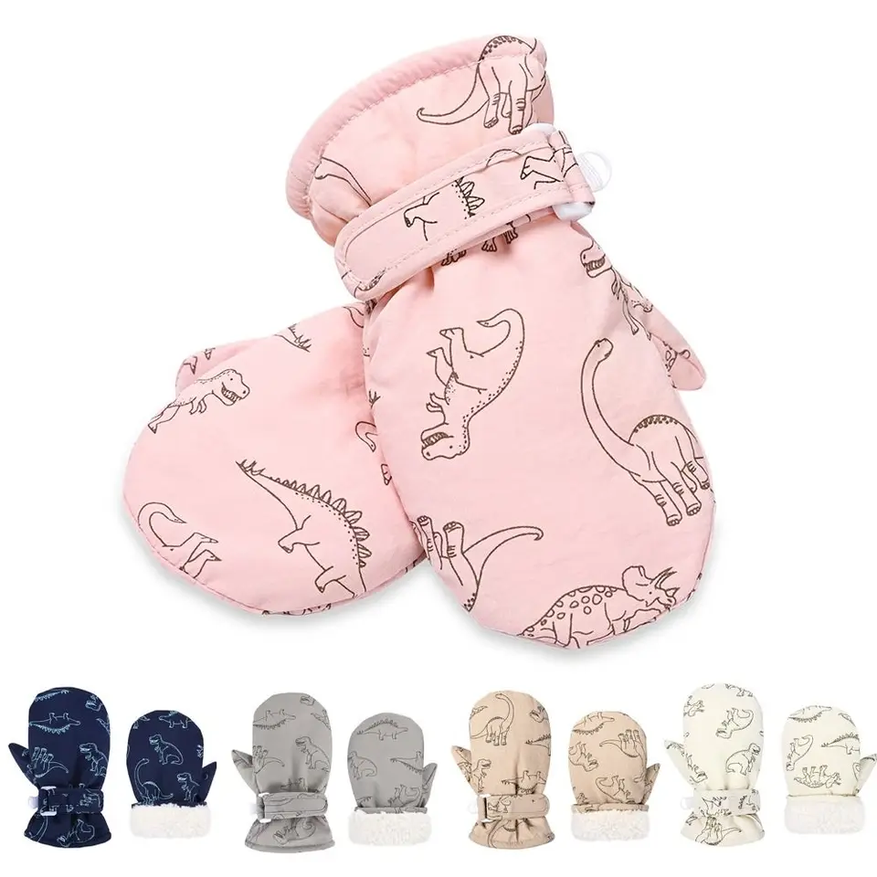 Gants De Ski Garçons Hiver Style épais Chaud Imperméable Petit Dinosaure Cartoon Vélo Gants à Doigts Enfant