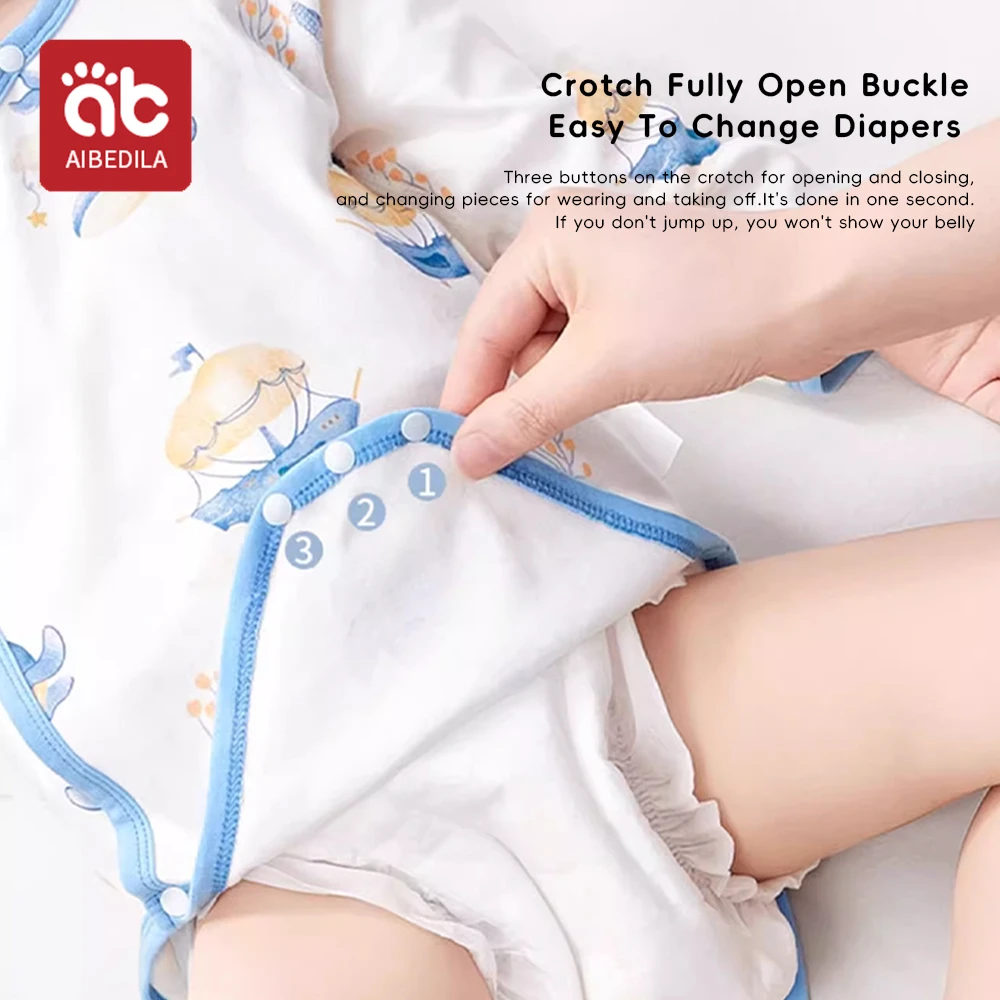 AIBEDILA Baby Boys Summer Thin Cartoon Rompers Baby Girls Short Sleeve Bodysuit Newborn Infants Jumpsuit New Costume 3