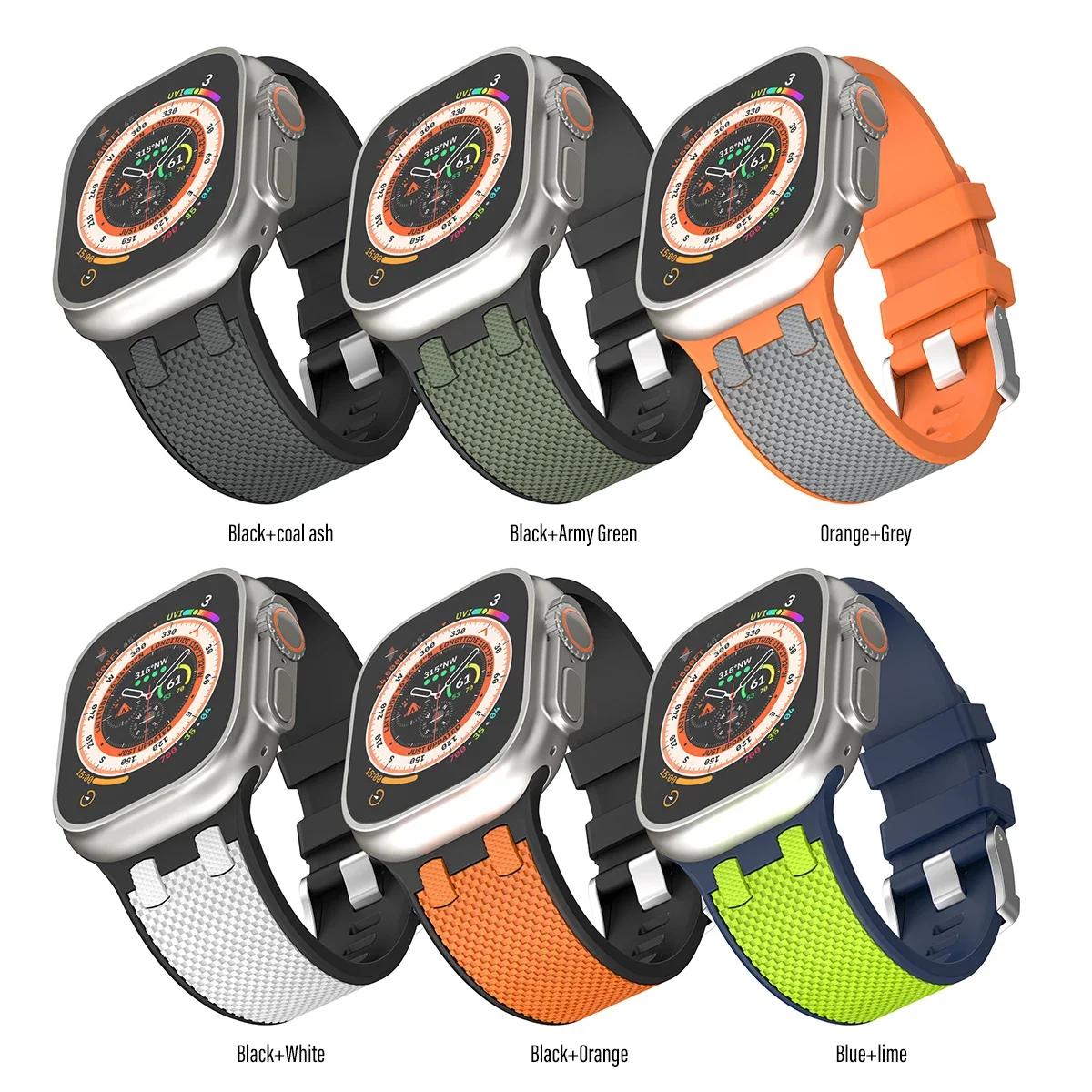 애플 워치 울트라 2 용 탄소 섬유 스트랩, 49mm 실리콘 밴드, 42mm 남성용 스포츠 팔찌, 아이워치 시리즈 9 8 7 6 4 5 se 44mm 45mm