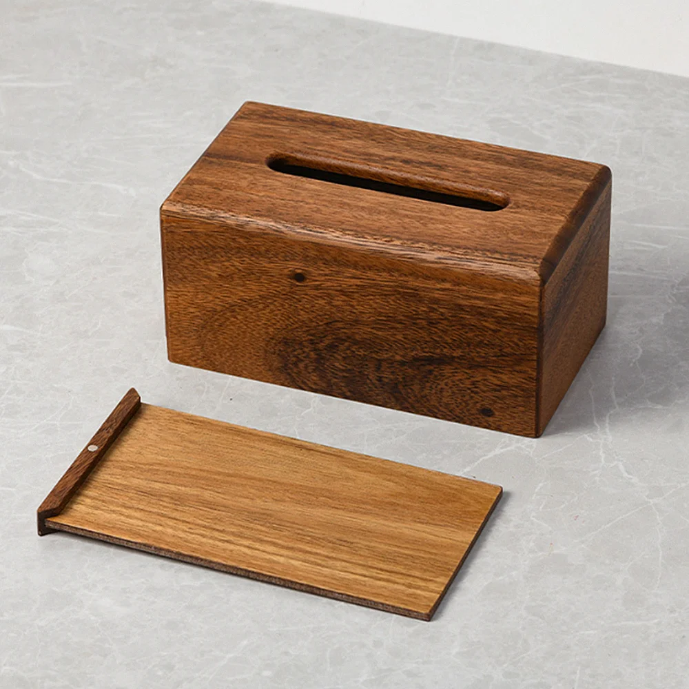 Black Walnut Tissue Dispenser Box Wooden Dining Table Paper Container 4
