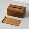 Black Walnut Tissue Dispenser Box Wooden Dining Table Paper Container 4