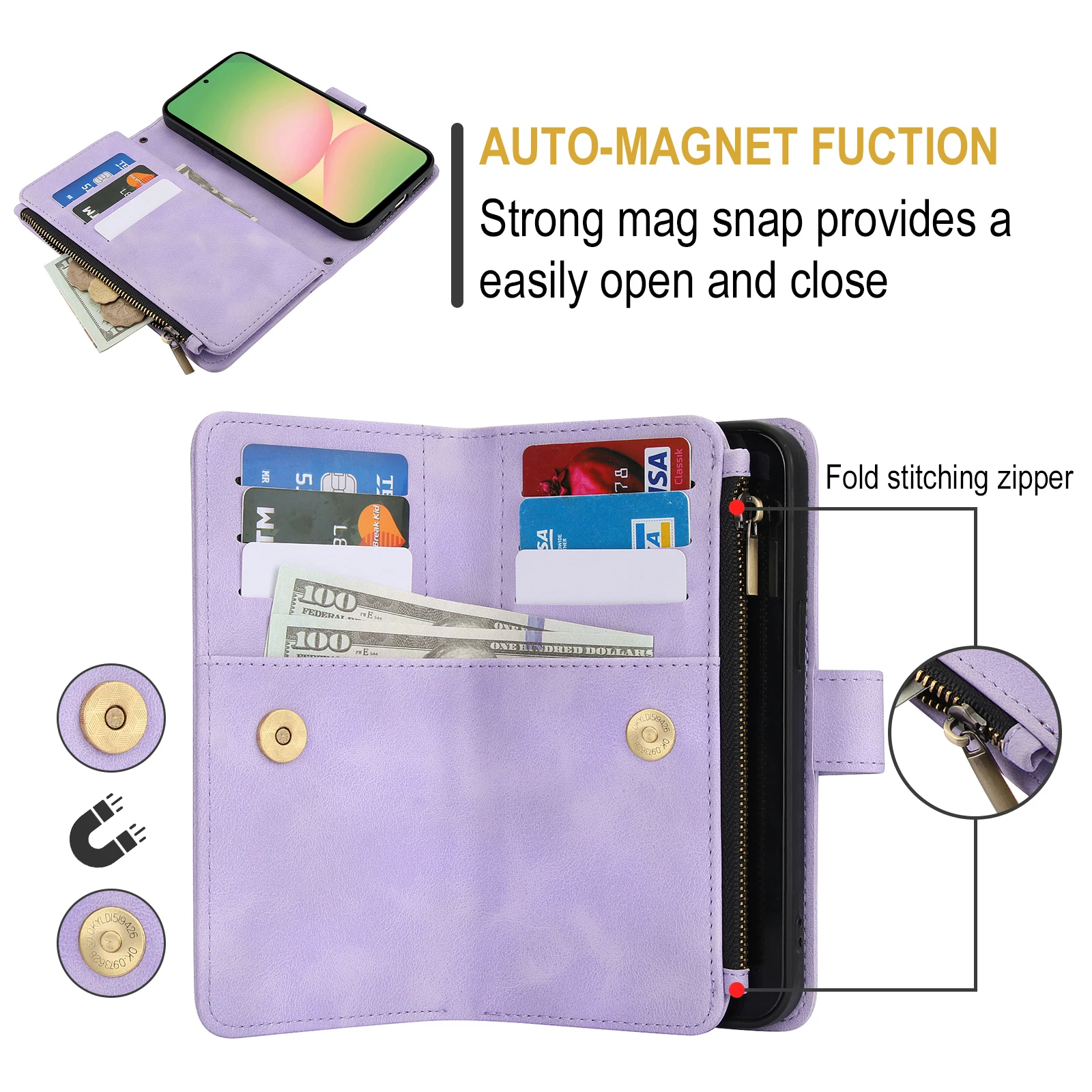 Stylish Lanyard Purse Phone Case with Card Holder and Detachable Strap