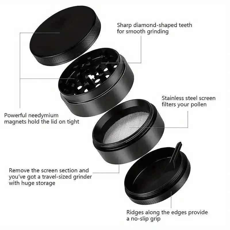 Metal Herb Grinder 1.6/2 Inch 4-layer Manual Tobacco Zinc Alloy Mortar Cigarette Cigar Grass Mills 1 set