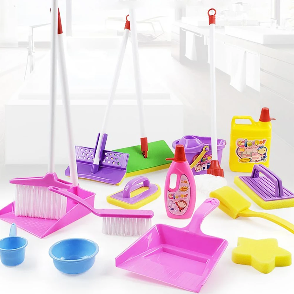 16pcs Housekeeping Tools Montessori Toys Kitchen Home Cleaning Tools Educational Toys for Kids Children