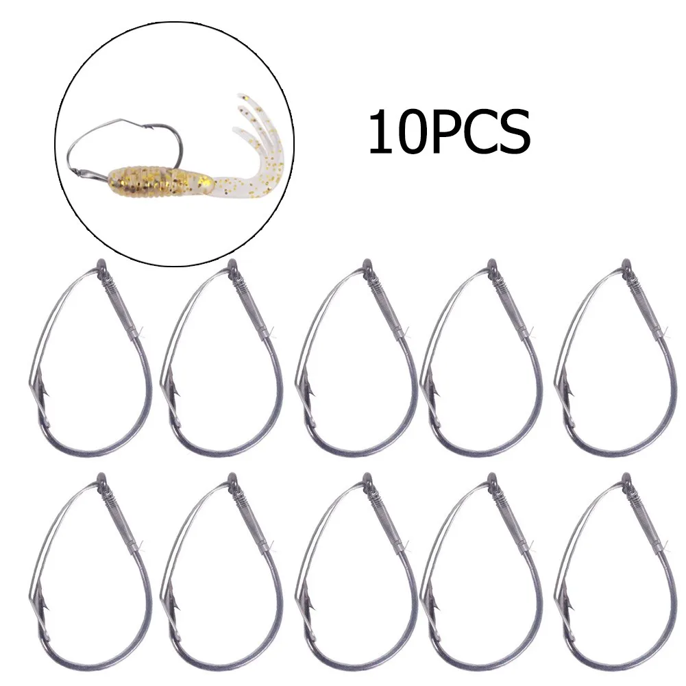 10pcs/Box High Carbon Steel /Wacky Rig Hooks Weedless Barbed /Fishig Wide Gap Hook For Worms Bass Fishing Baits Worms/baits