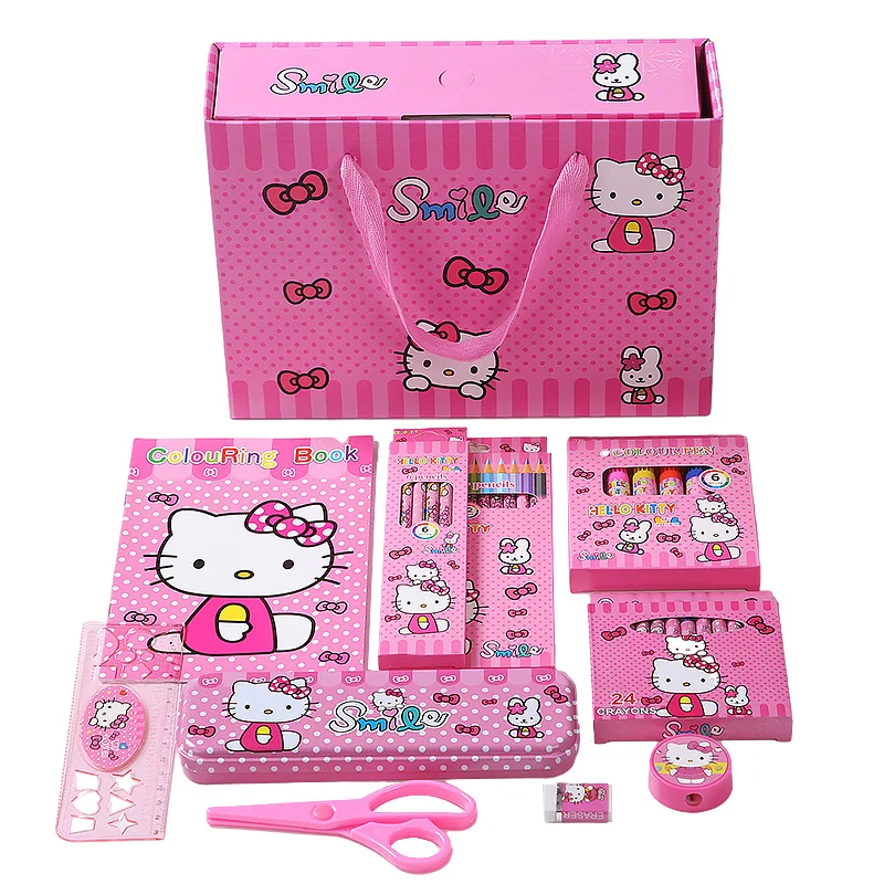 Sanrio Stationery Hello Kitty School Supplies Set Kawaii Frozen Elsa  Cartoon Spiderman Cars Kids Kindergarten Prizes Gift Spree