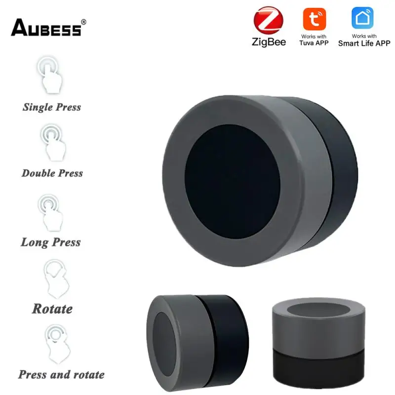 

Tuya Zigbee Smart Knob Switch Wireless Scene Switch Button Controller Battery Powered Five Automation Scenario Modes For Tuya