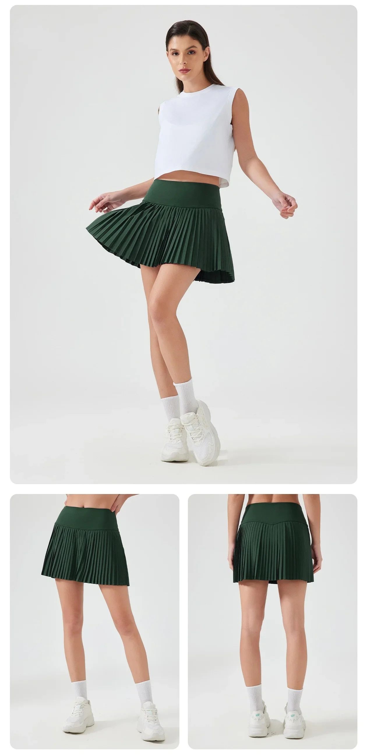 Pleated Tennis Skirt Sports High Waisted Women Fitness Golf Slimming Side Pocket Short Skirts Girl Comfort Safety Stretch Shorts