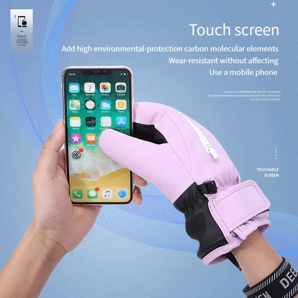 LOOGDEEL Winter Ski Gloves Women Waterproof Windproof Cycling Running Snowboard Snow Skiing Warmth Gloves Touch Screen Non-slip 3