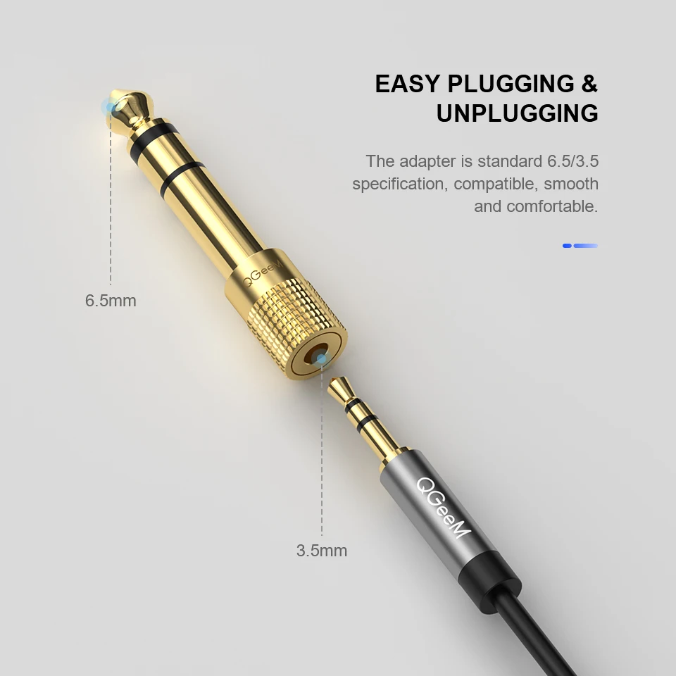 6.5 6.35mm Male Plug to 3.5mm Female Connector Headphone Amplifier Audio Adapter Microphone AUX 6.3 3.5mm Converter QGeeM Jack
