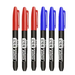 6 PCS Waterproof Permanent Marker Set - Black, Blue, Red Inks for Art and School Supplies (3 Red 3 Blue)