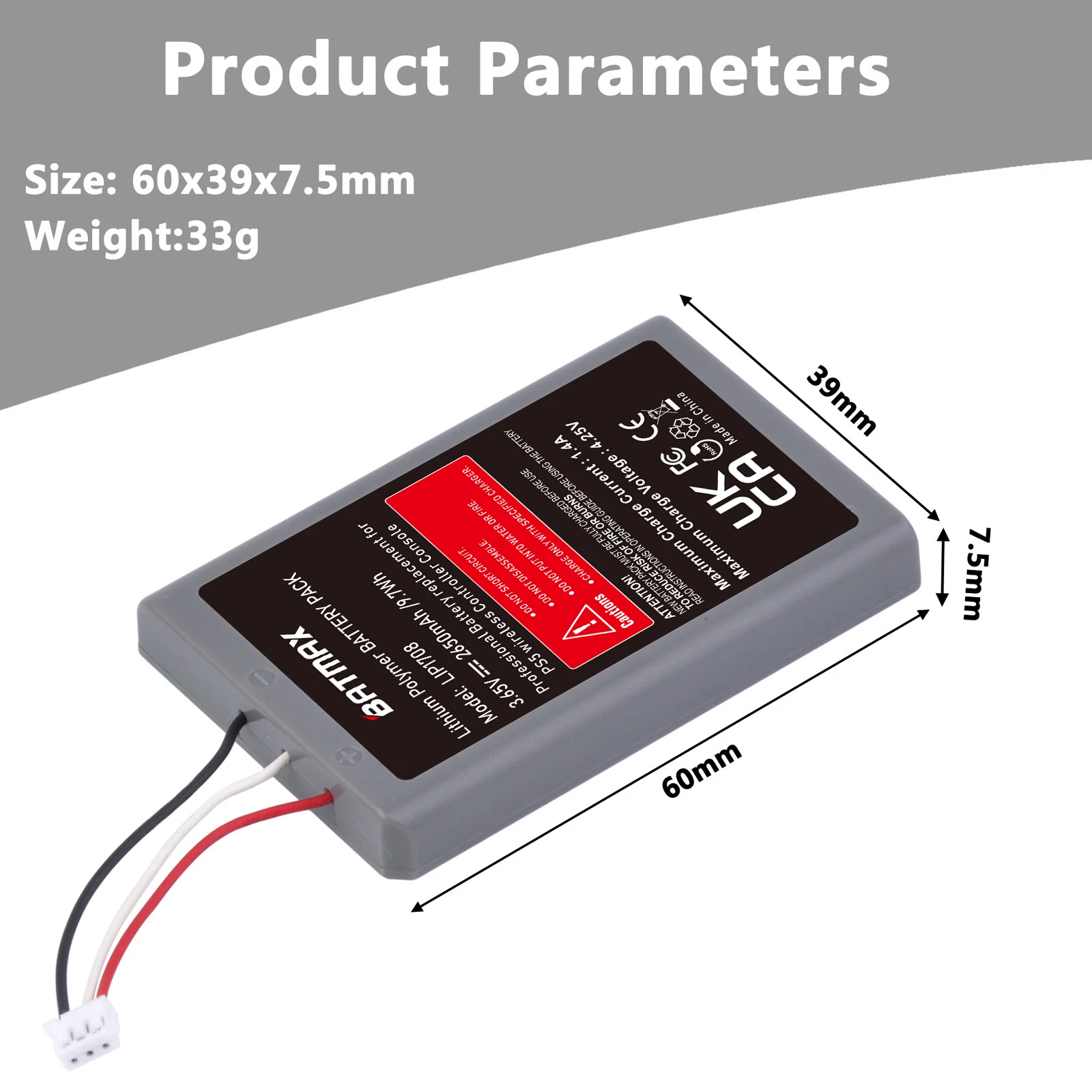 Bateria do Controlador de Ps5 Batmax Substitui para Sony Playstation Lip1708 Dualsense 2650mah Cfi-zct1w Cfi-zct1j Controlador sem Fio - Image 6