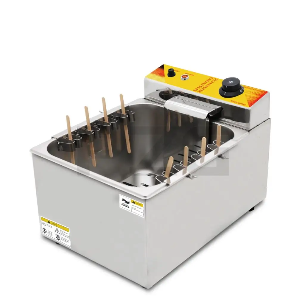 12L Electric Commercial Cheese Hot Dog Fried Stick Crispy Snack Making Machine Deep Fryer Furnace Oven