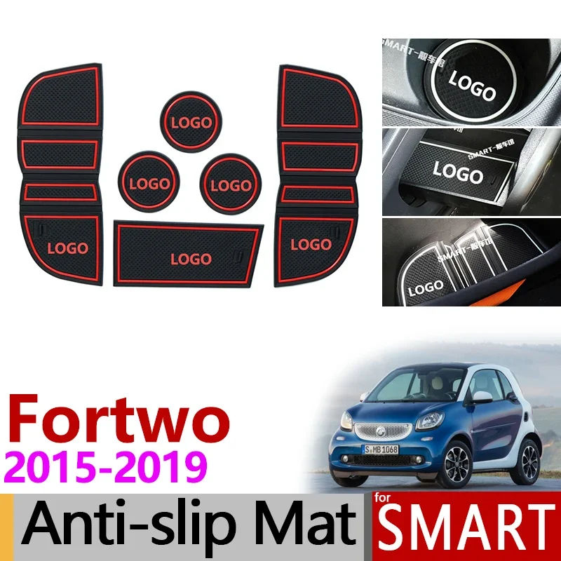 

Anti-Slip Gate Slot Mat Rubber Coaster for Smart Fortwo W453 2015 2016 2017 2018 2019 Cabrio EQ Mercedes Accessories Stickers