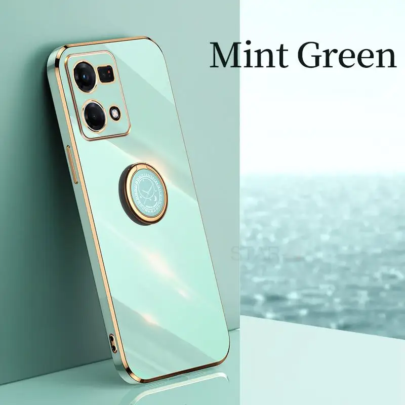 Reno7 Reno8 placage anneau support étui pour Oppo Reno 7 8 6 5 Lite 9 Pro 4g 5g Silicone support couverture arrière Reno5 5lite_voghion.com
