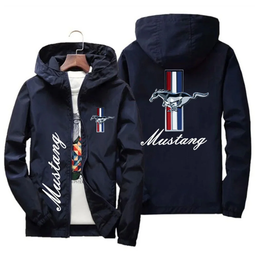Spring and Autumn Ford Mustang Car Logo Print Hooded Jacket Fashion Charge Jacket Men's Wind Jacket Men's Outdoor Casual Wear 3 Sef3f086e0b8f44509a82b0d38669ace0w