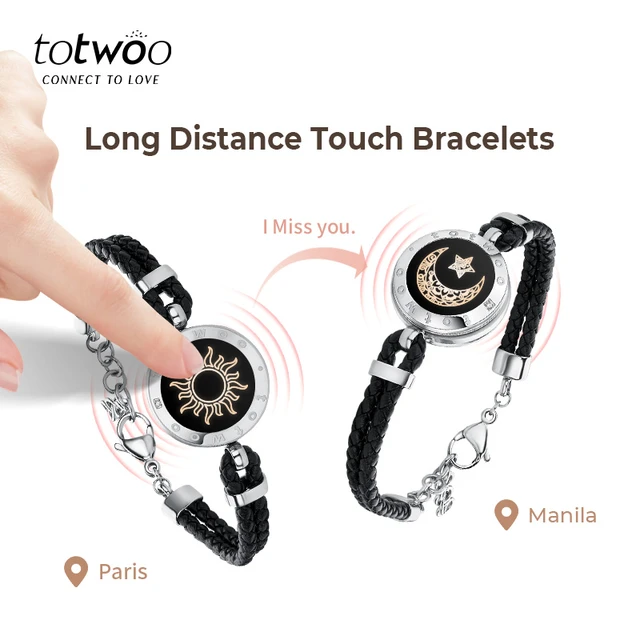 Amazon.com: TOTWOO Long Distance Touch Bracelets, Light up & Vibration  Couples Bracelets Long Distance Relationship Gifts for Girlfriend Bluetooth  Pairing Smart Jewelry (Milan Rope/Silver&Silver) : Clothing, Shoes & Jewelry