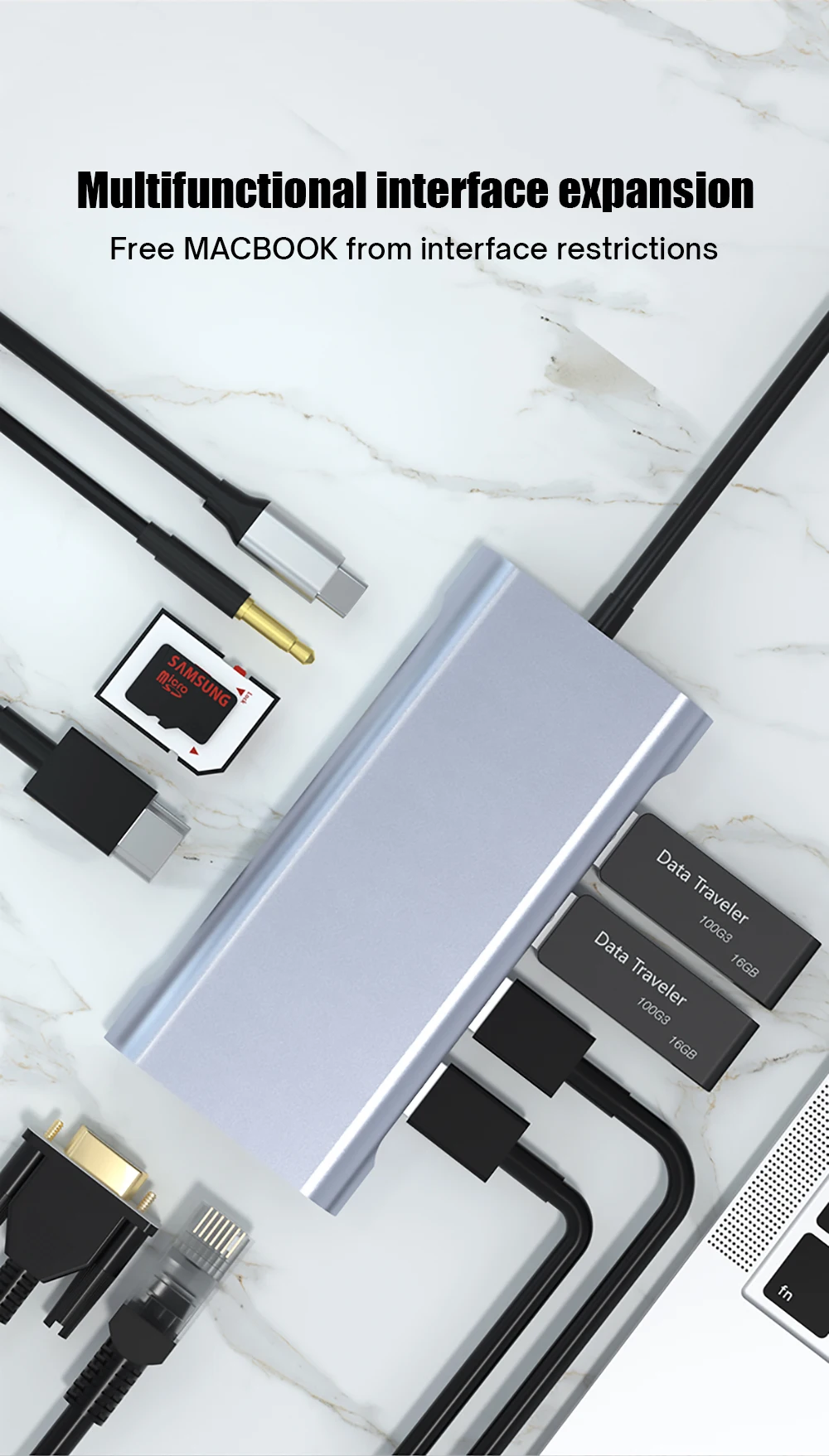 airies usb en type adaptateur compatible hdmi avec lecteur de carte charge rapide pd pour ordinateur portable