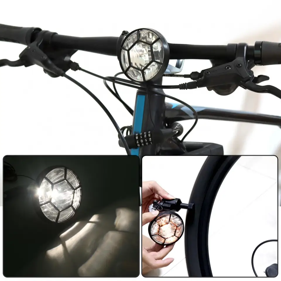 6v 3wブラックled自転車ダイナモライト,セルフパワーフロントライトと 