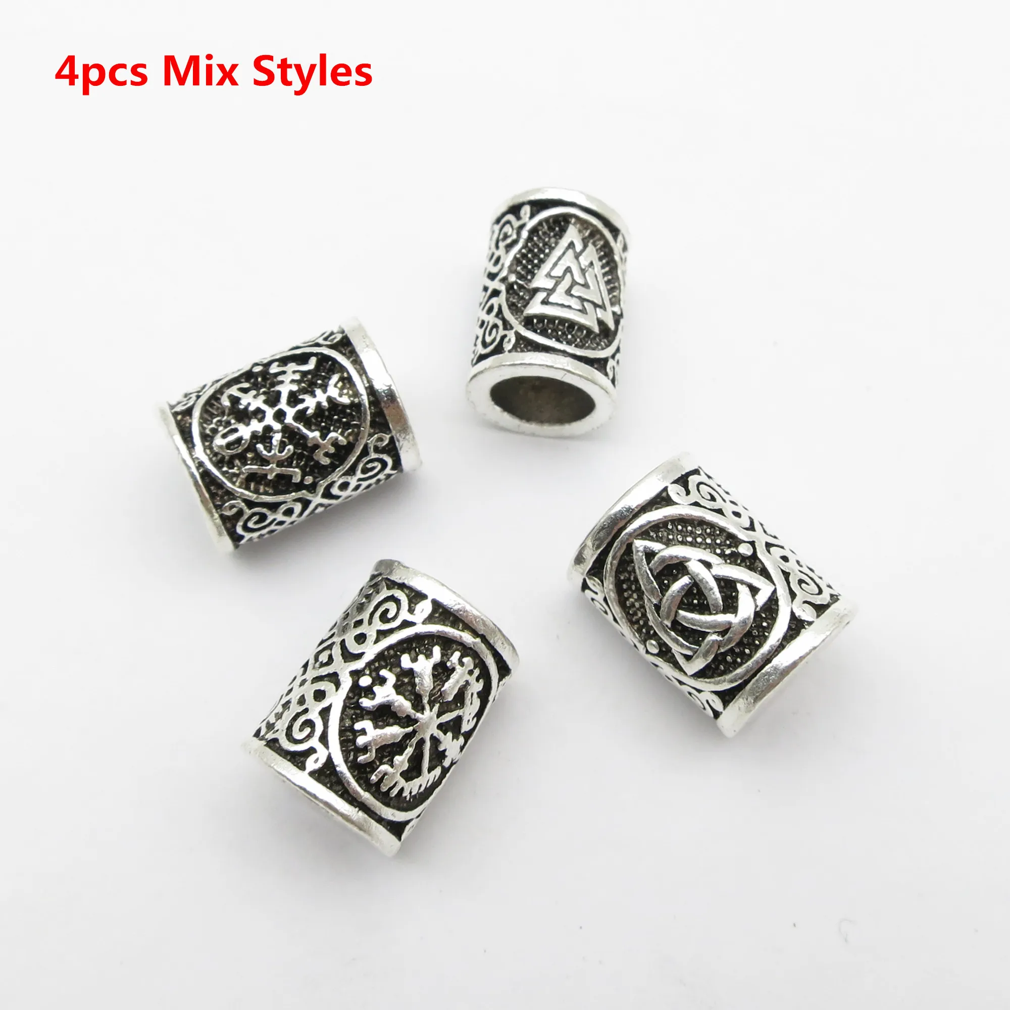 5pcs/2pcs Big Hole Rune Metal Viking Jewelry Beads For Hair Beard Dreadlock Braid hair braid accessories ring beads ring beads hair extensions tools For men women Hair Accessories