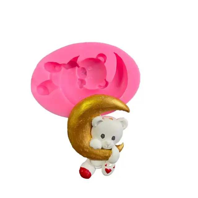 Hold 3D Medve Szilikon Penész Diy Baba Születésnapi Party Cupcake Dekoráció Szerszám Desszert Tészta Fudge Csokoládé Cukorkás Sütés - Image 3