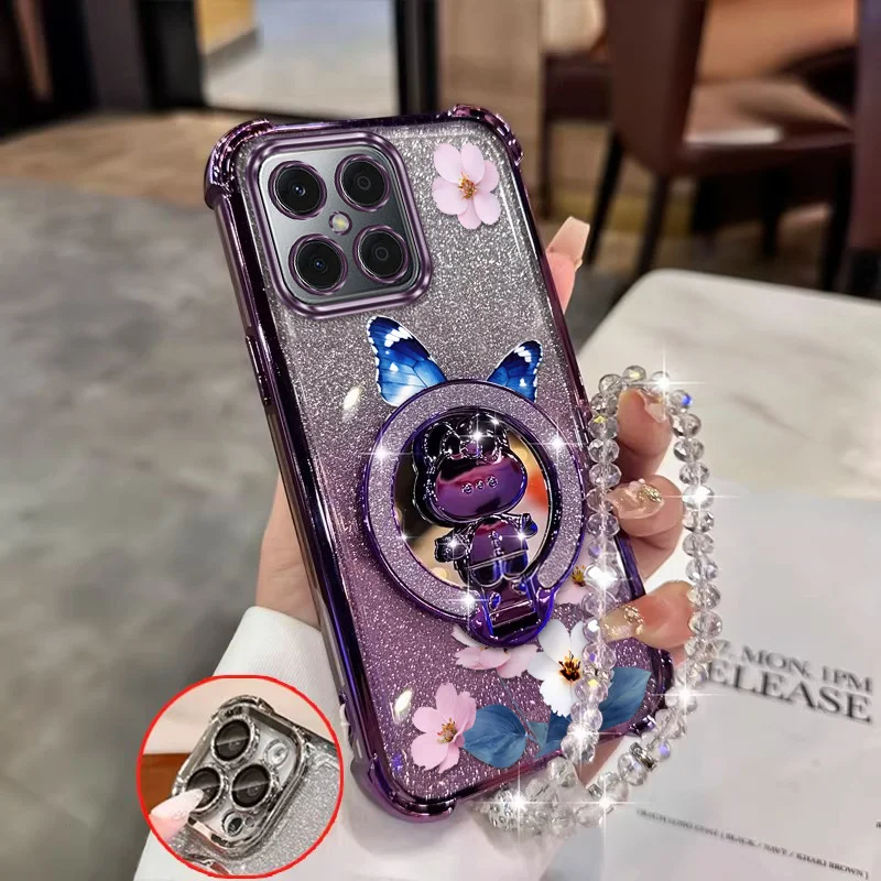 Elegant Soft Petals Bracket Lanyard Phone Case with a Comfortable Feel