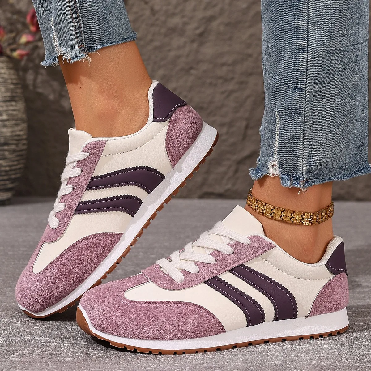 Women Tennis Sneakers Flats Ladies Fashion Mixed Colors Lace-up Vulcanized Shoes Spring Autumn Woman Outdoor Trainers Footwear