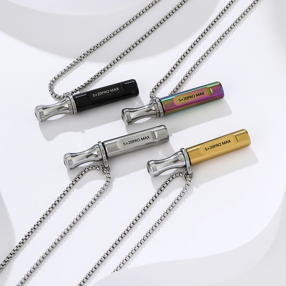 Stainless Steel Mindfulness Breathing Necklace for Anxiety and Stress Relief
