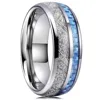 Bagues en titane et acier pour hommes, couleur violette, incrustation de coquille d'ormeau colorée, anneaux en acier inoxydable pour hommes, bijoux de mariage