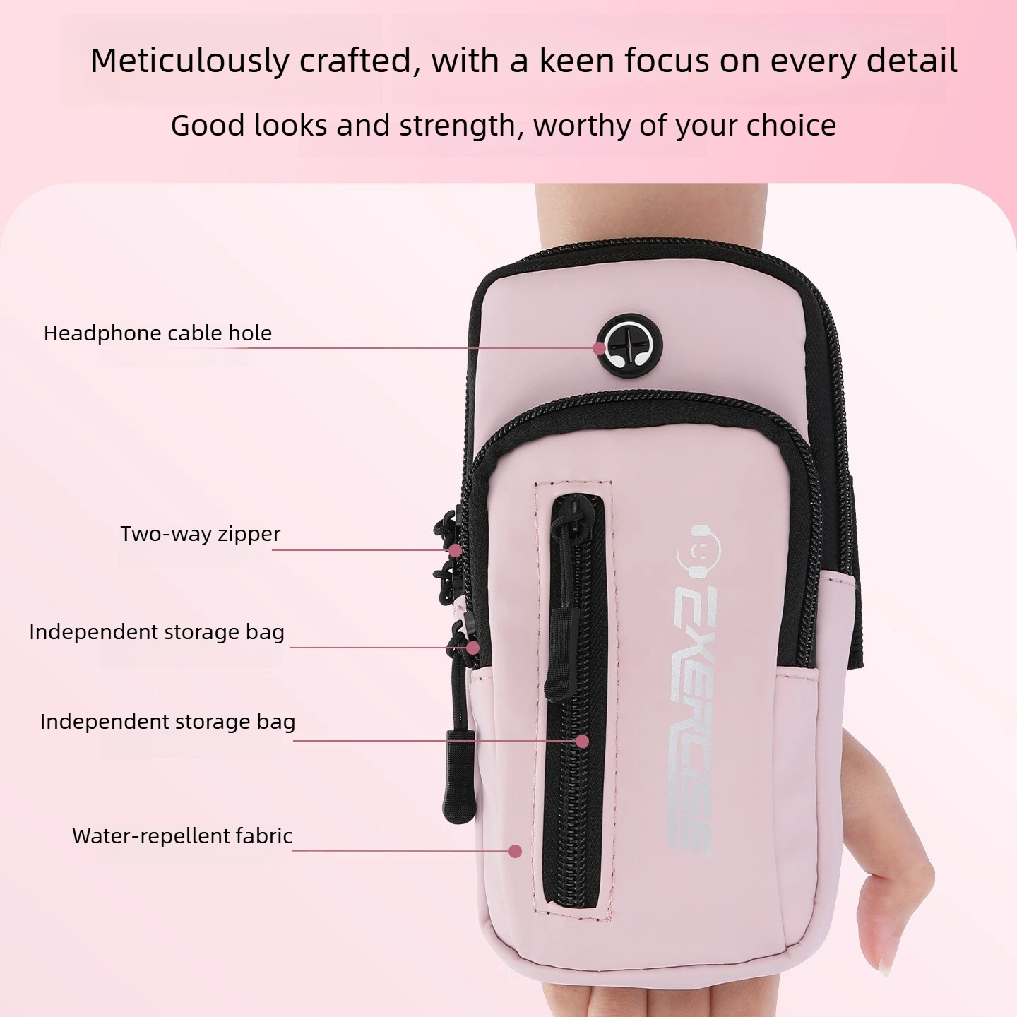 Haissky Multifunctional Wrist Running Bag with Zipper for Outdoor Fitness and Cycling