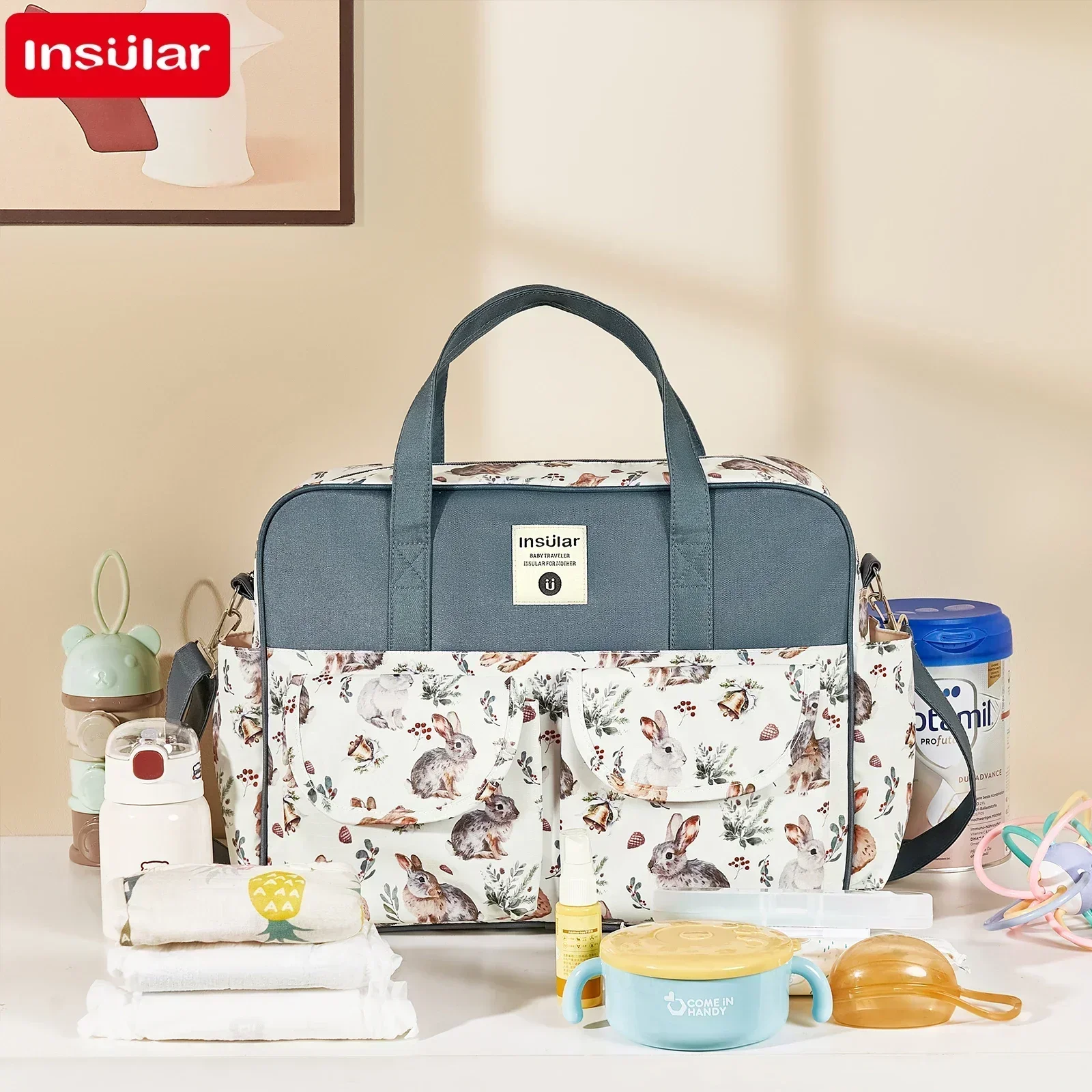 Mommy Diaper Bag For Babies LargeCapacity Organizer Waterproof Wide Opening Travel Messenger Crossbody Bag Mummy Baby Nappy Bag 3