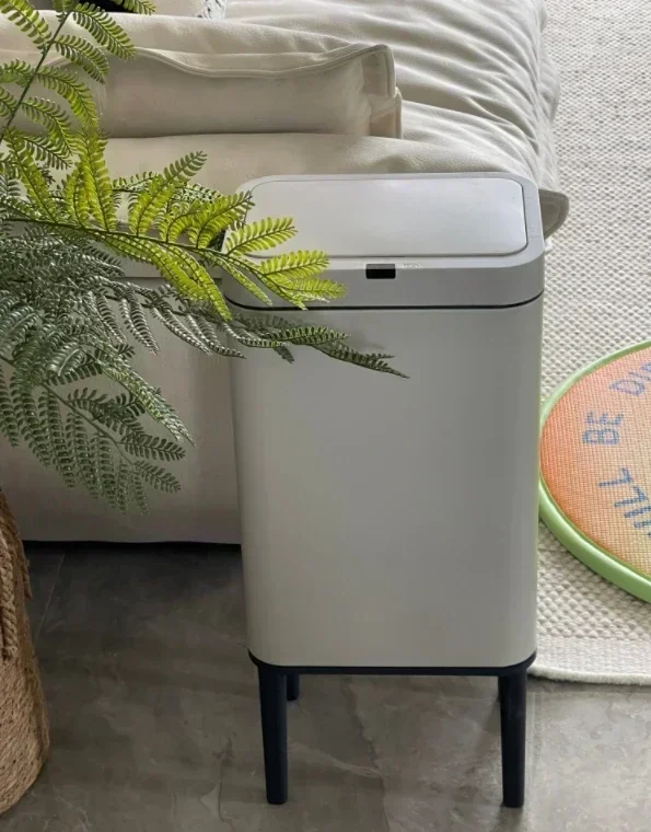 스마트 센서 쓰레기통 20L 주방 욕실 화장실 스테인레스 스틸 대용량 쓰레기 뚜껑이있는 높은 발 휴지통